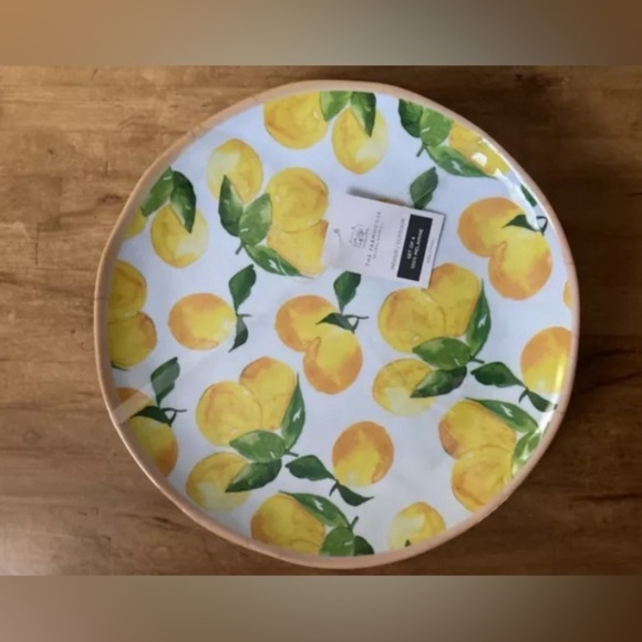Set 4 LEMONS Melamine 11” Dinner Plate Lemon Print Farmhouse Rachel Ashwell NWT - Picture 1 of 4